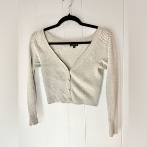 Dynamite Button Down Cropped Cardigan Ribbed